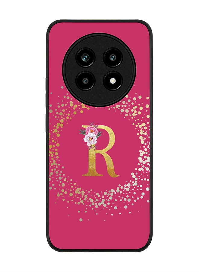 For Realme 13 Pro / 13 Pro+ Case,Slim fit Camera Protection, Shockproof Thin Phone cover  - Custom Monogram Floral - R ( Deep Pink )